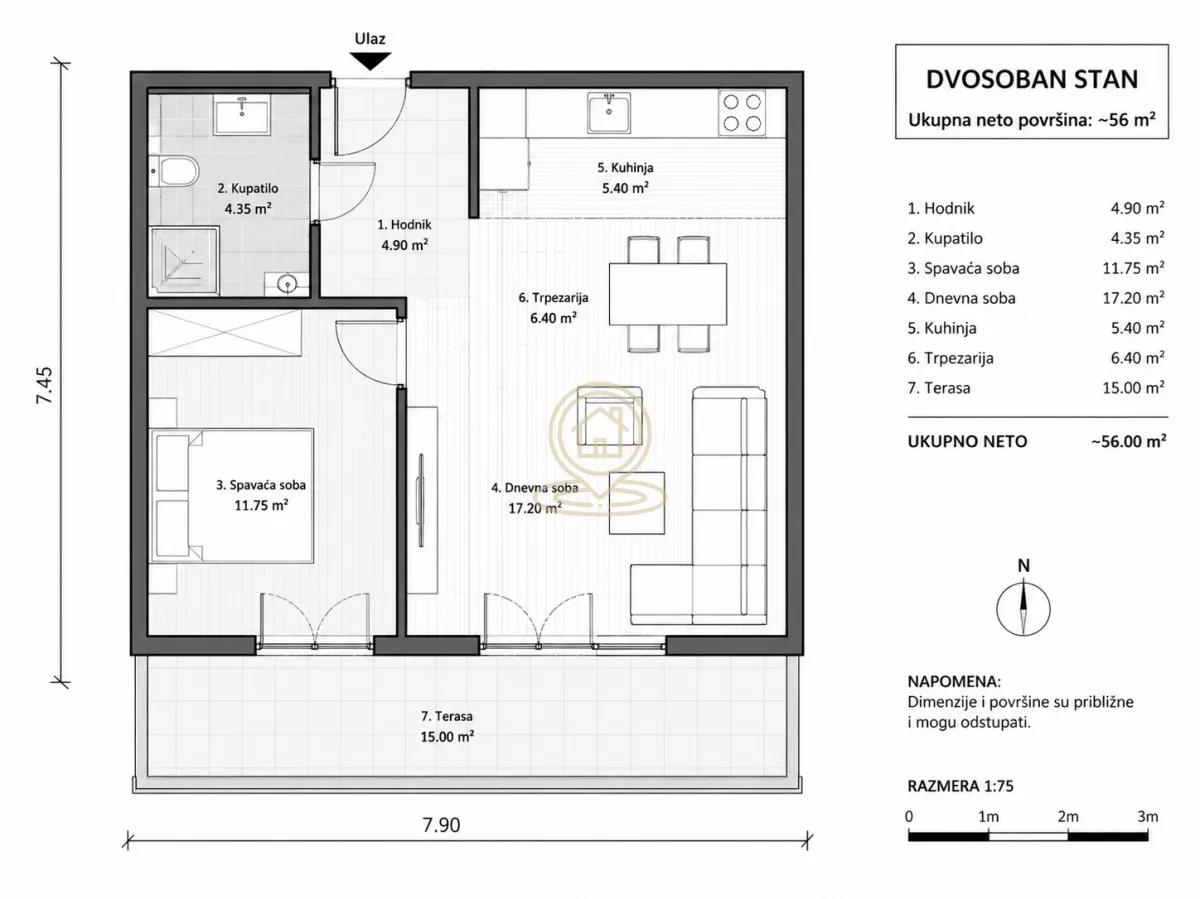 Prodaja, dvosoban stan, 56m², Centar, Kragujevac