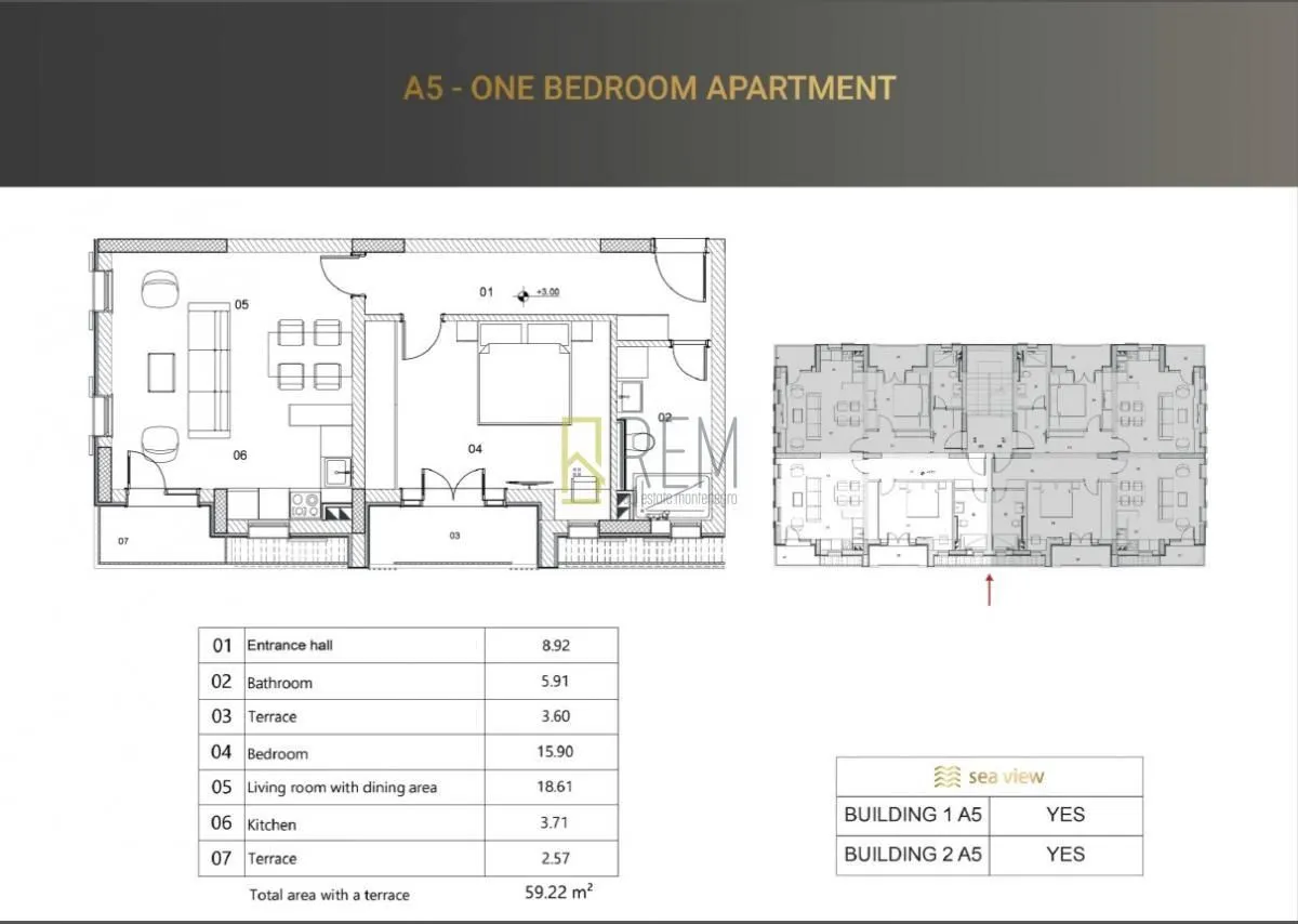 Prodaja, jednosoban stan, 49m², Risan, Kotor