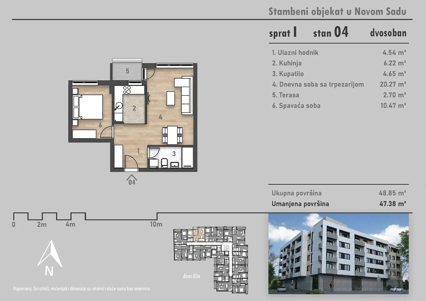 Prodaja, jednosoban stan, 47m², Salajka, Novi Sad Sve Podlokacije