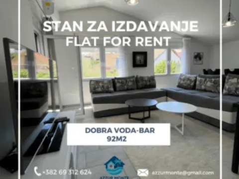 Izdavanje, jednosoban stan, 92m2, Dobre Vode, Bar
