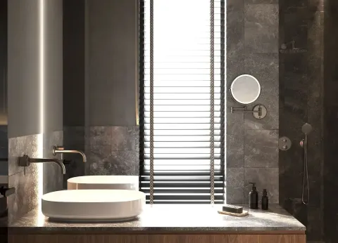 Moderne kupatilo sa umivaonikom na ploči i tuš kabinom. - image 11
