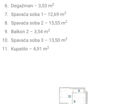 Sale, three bedroom apartment, 103m², Šušanj, Bar - image 3