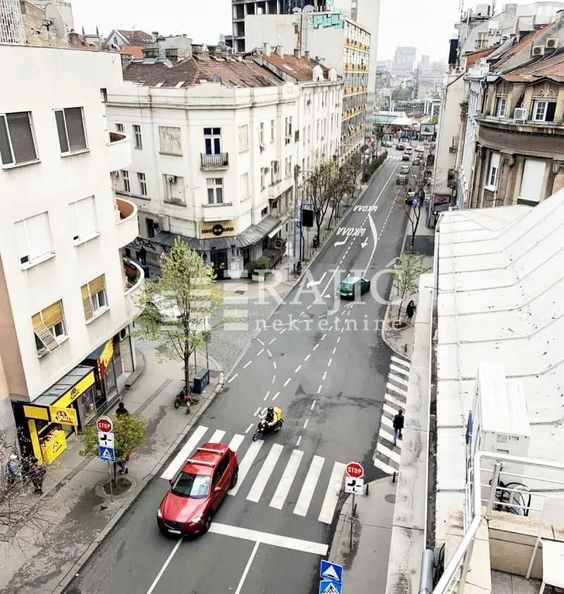 View of the city street from the property terrace.