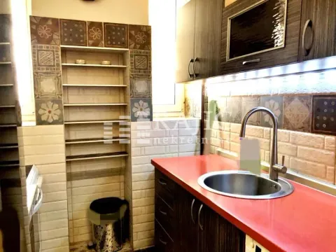 Small kitchen with a sink, countertop, and built-in cabinetry. - image 9