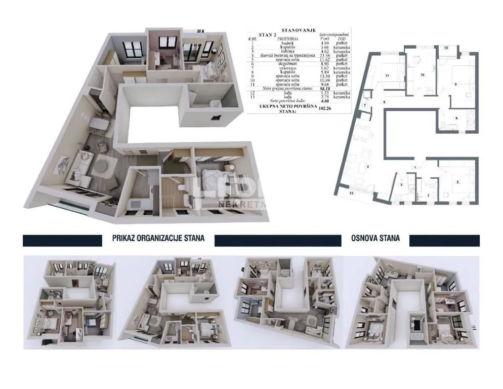 Sale, four bedroom apartment, 102m², Lekino Brdo, Voždovac Sve Podlokacije