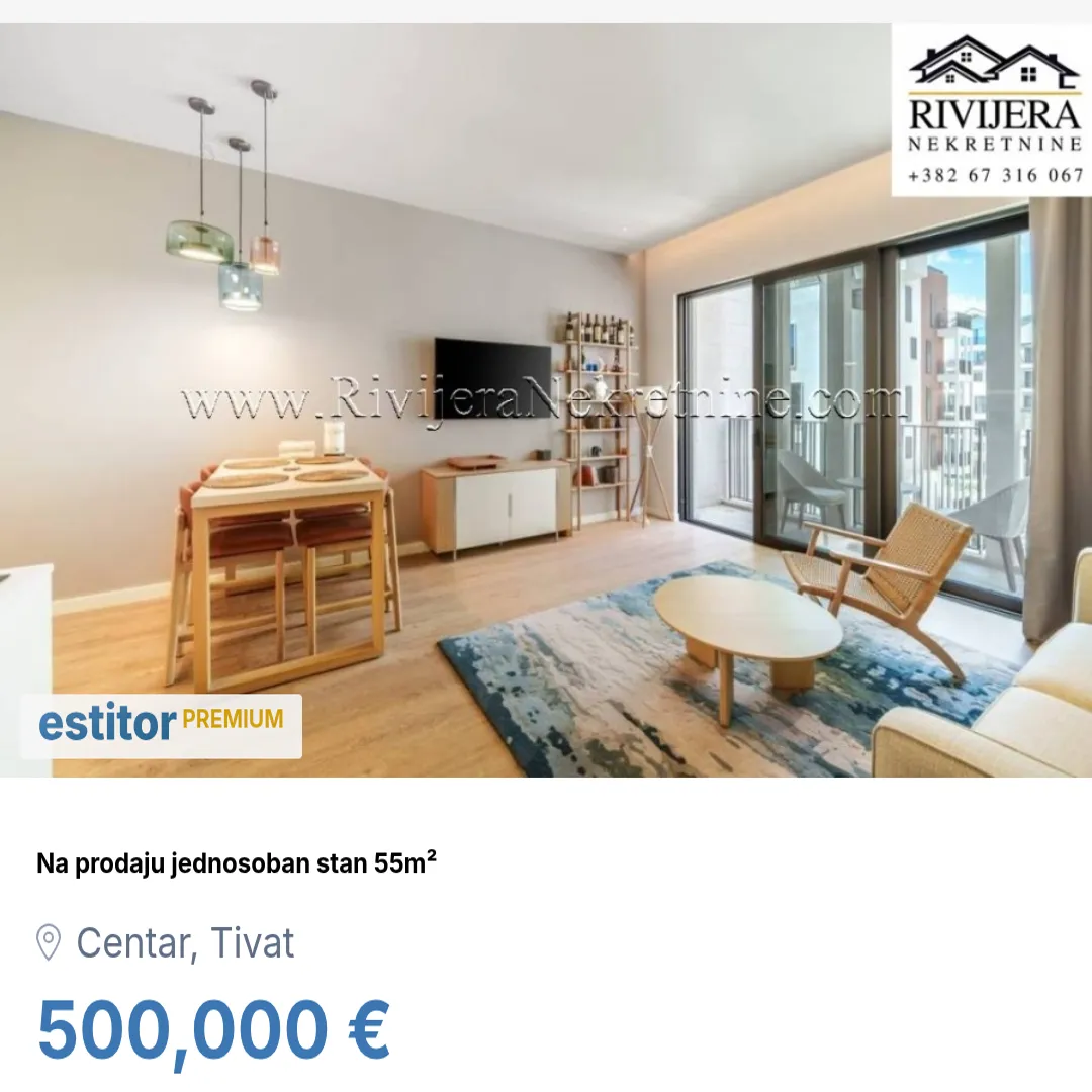 Prodaja, jednosoban stan, 55m², Centar, Tivat