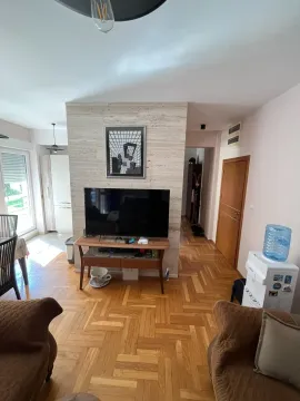Dnevna soba sa parketom, televizorom i pogledom na hodnik i trpezariju. - image 12