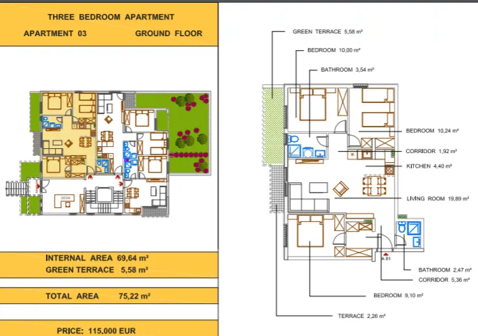 Sale, three bedroom apartment, 75m², Budva, Crna Gora