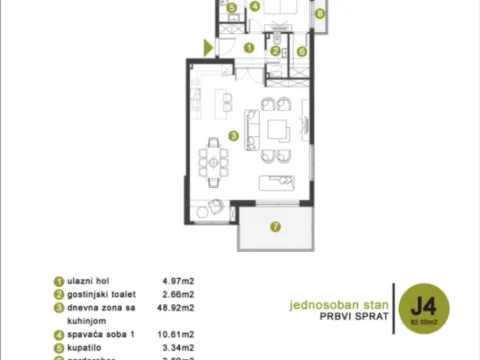 Prodaja, jednosoban stan, 49m², Opatovo, Tivat - image 8