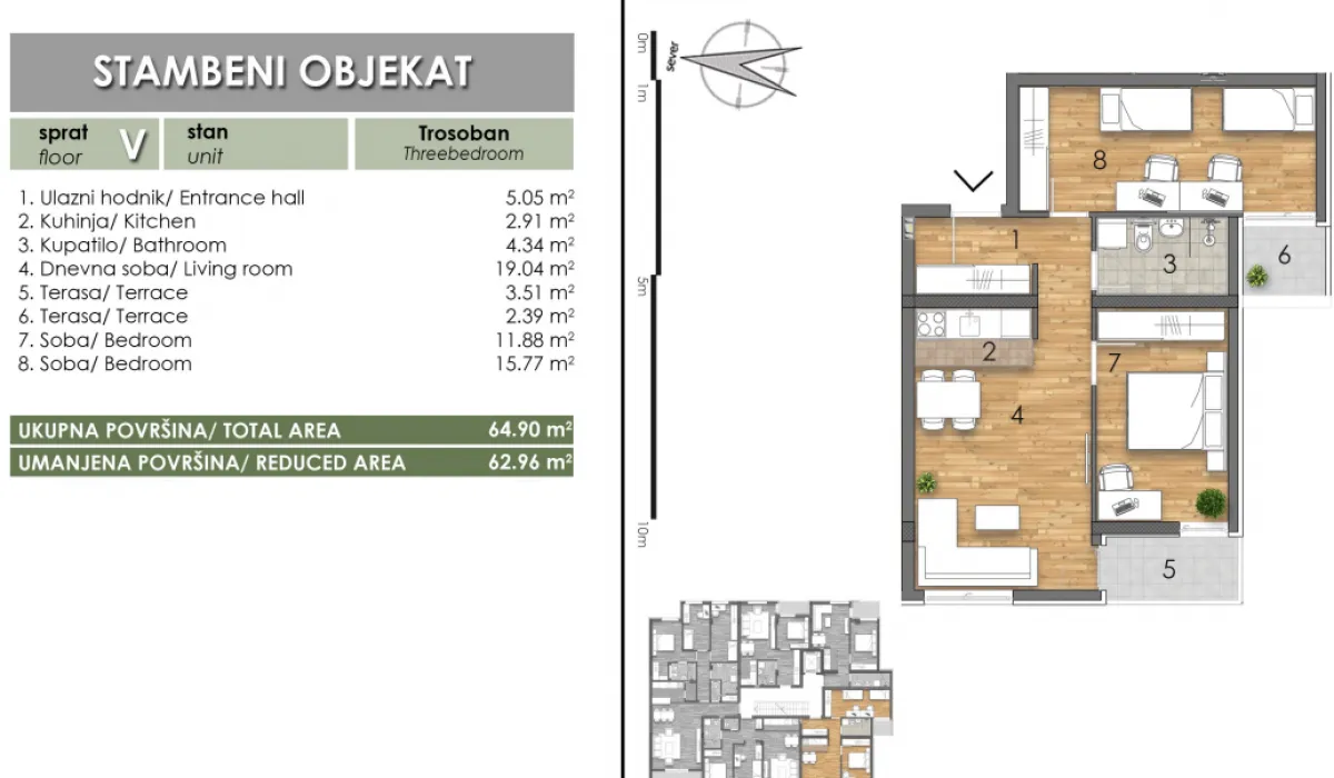 Prodaja, trosoban stan, 63m², Bulevar Oslobodjenja, Novi Sad Sve Podlokacije