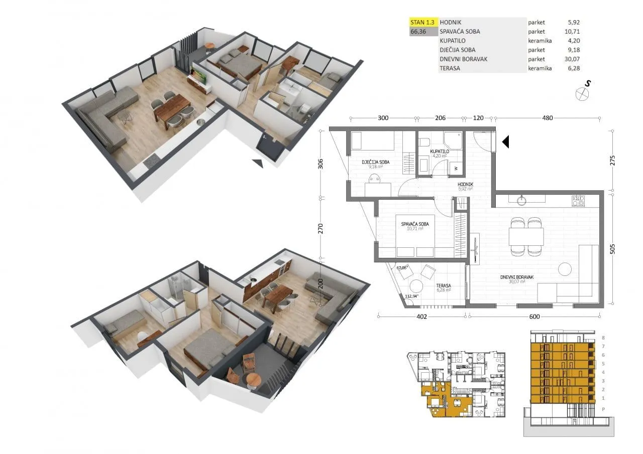 Sale, apartment, 65m², Bar, Crna Gora