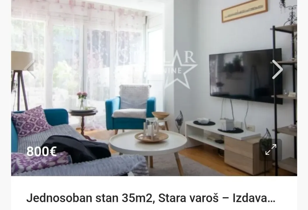 Izdavanje, jednosoban stan, 35m², Stara Varoš, Podgorica