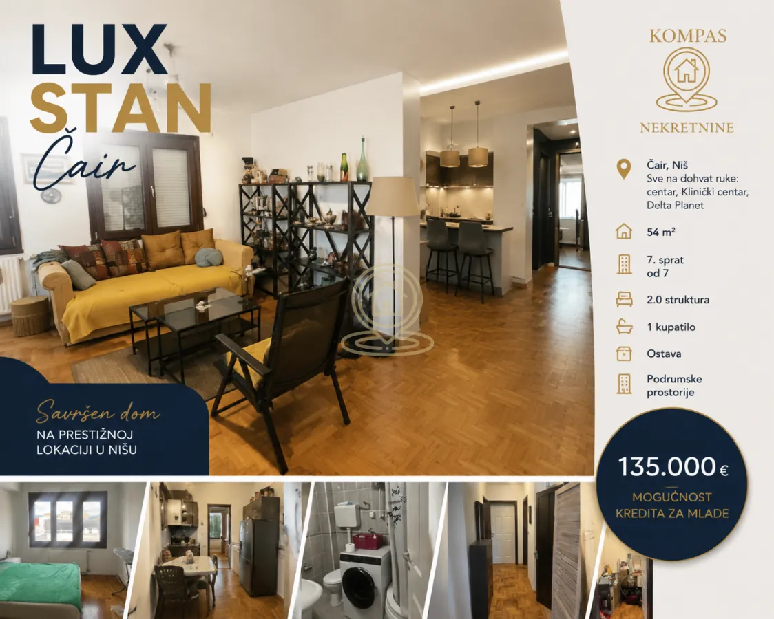Prodaja, dvosoban stan, 54m², Medijana, Niš
