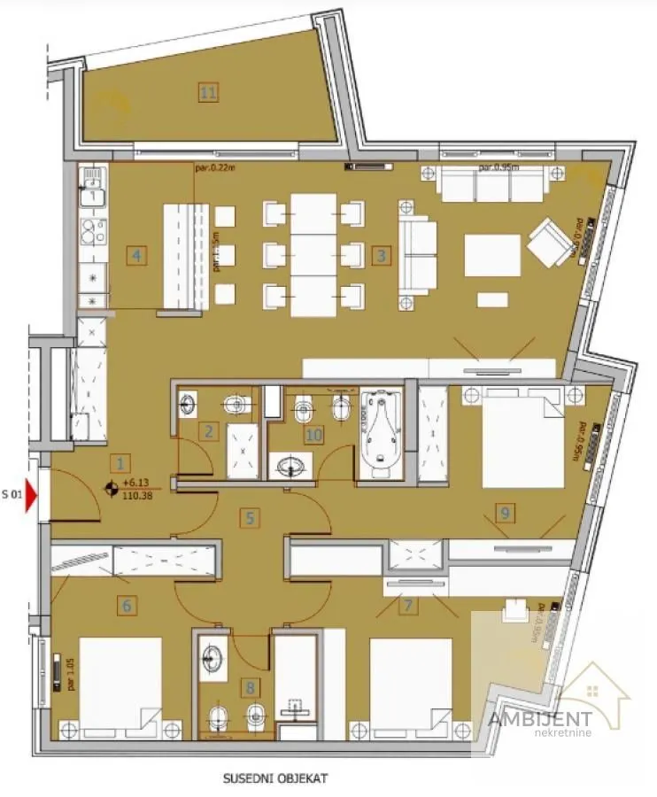 Sale, four bedroom apartment, 113m², Stari Grad, Beograd