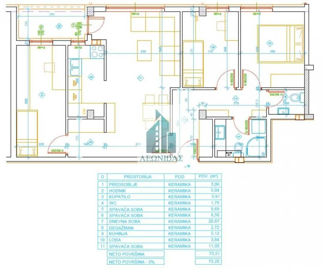 Sale, three bedroom apartment, 73m², Palilula, Niš