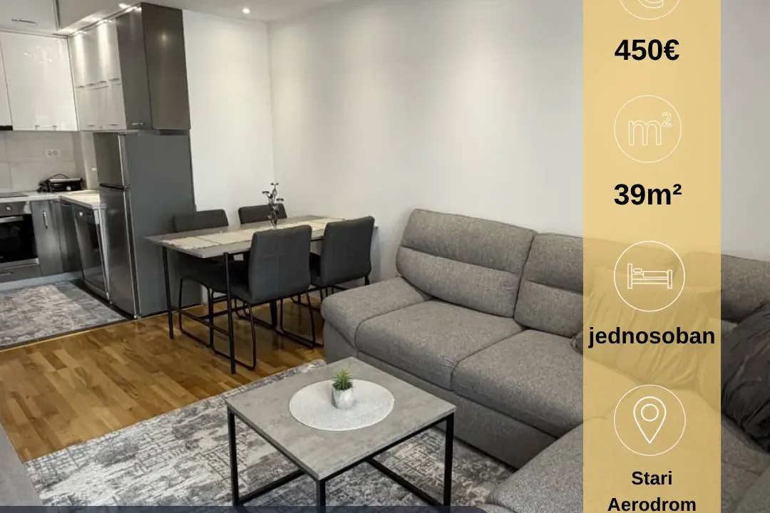 Rent, one bedroom apartment, 39m², Stari Aerodrom, Podgorica