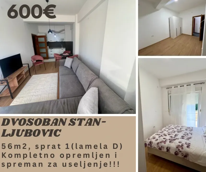 Rent, two bedroom apartment, 56m², Ljubović, Podgorica