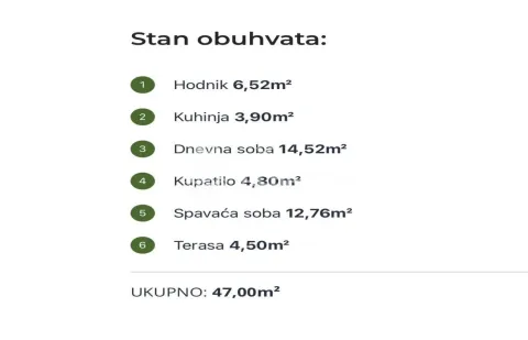 Sale, one bedroom apartment, 47m², Šušanj, Bar - image 15