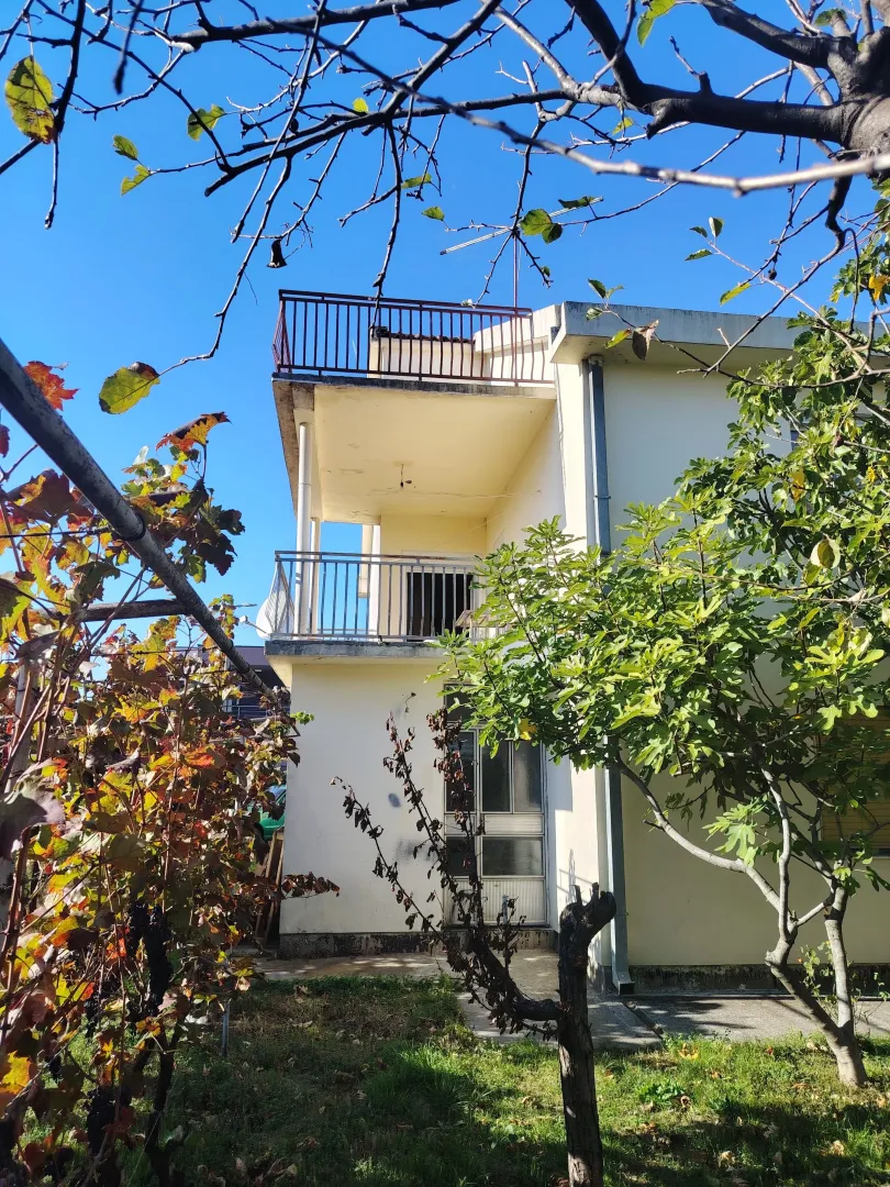 Eksterijer porodične kuće sa dvorištem i terasama.