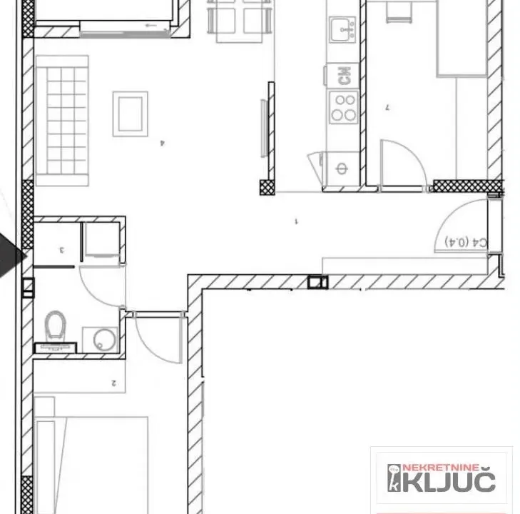 Sale, two bedroom apartment, 54m², Telep, Novi Sad Sve Podlokacije