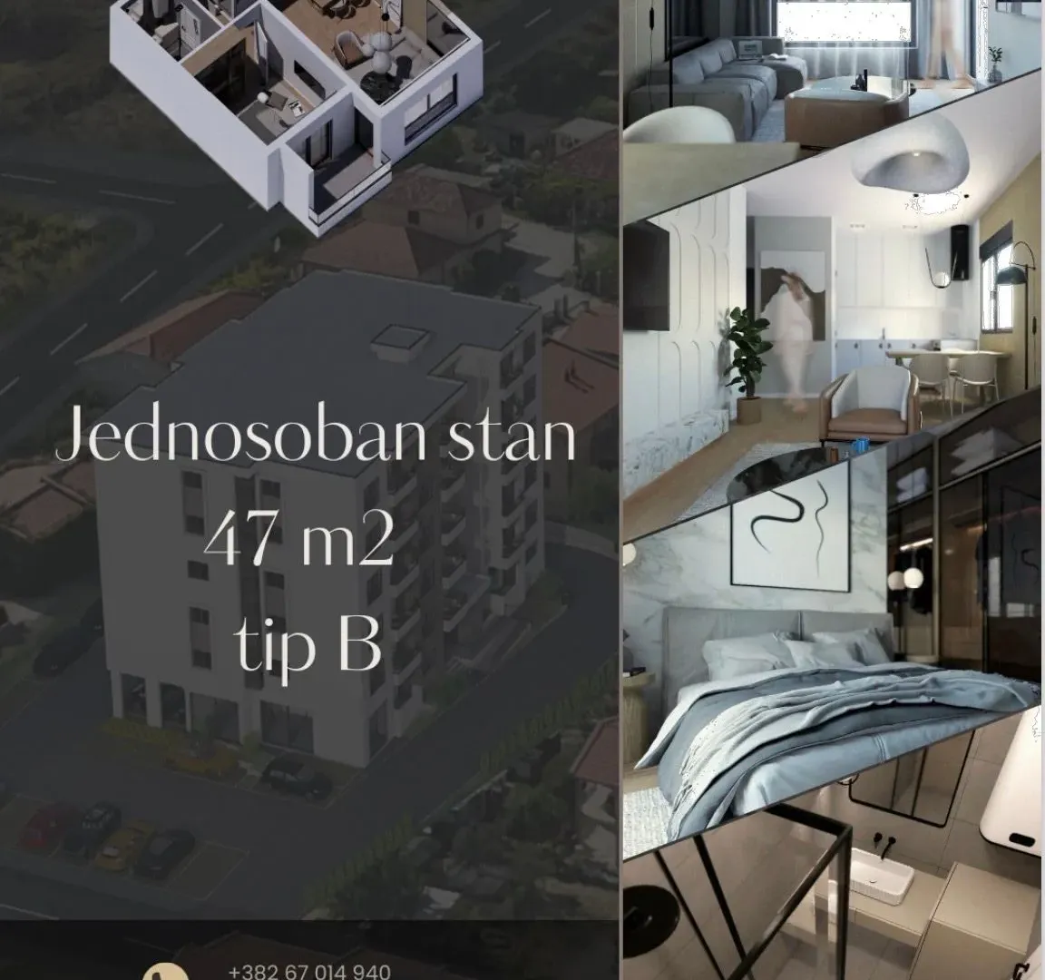 Prodaja, jednosoban stan, 47m², Bjeliši, Bar