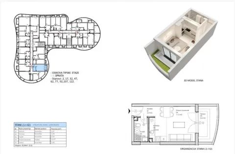 Prodaja, garsonjera, 26m², Centar, Bar - Plan prostora - image 3