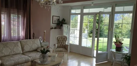 Bright living room with classic furniture and access to the yard. - image 6