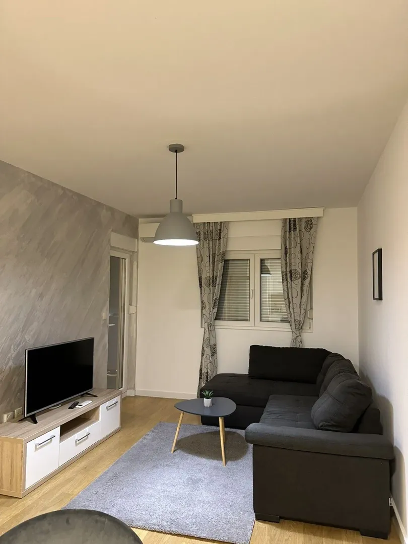 Living room with a corner sofa and television.