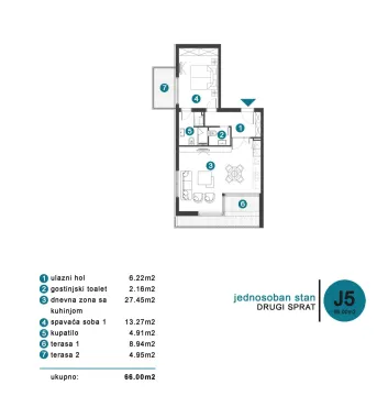 Prodaja, dvosoban stan, 66m², Tivat, Crna Gora - image 6