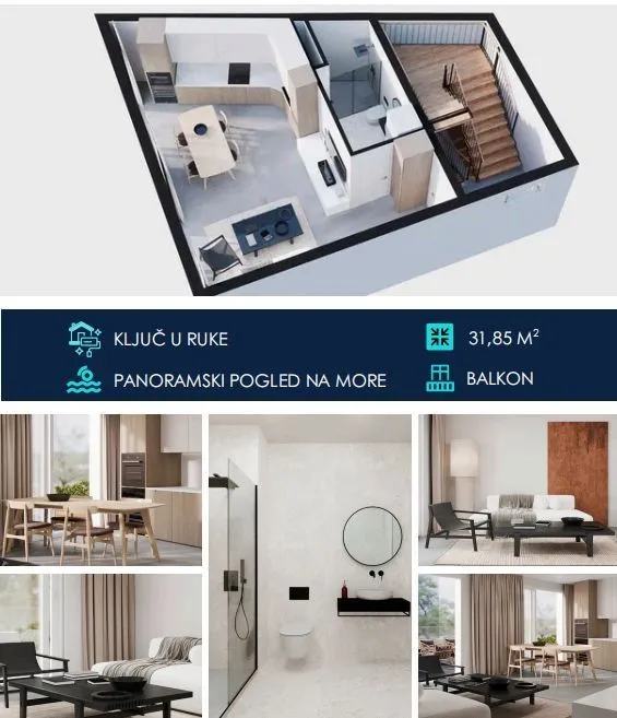 Sale, studio apartment, 31m², Tivat, Crna Gora