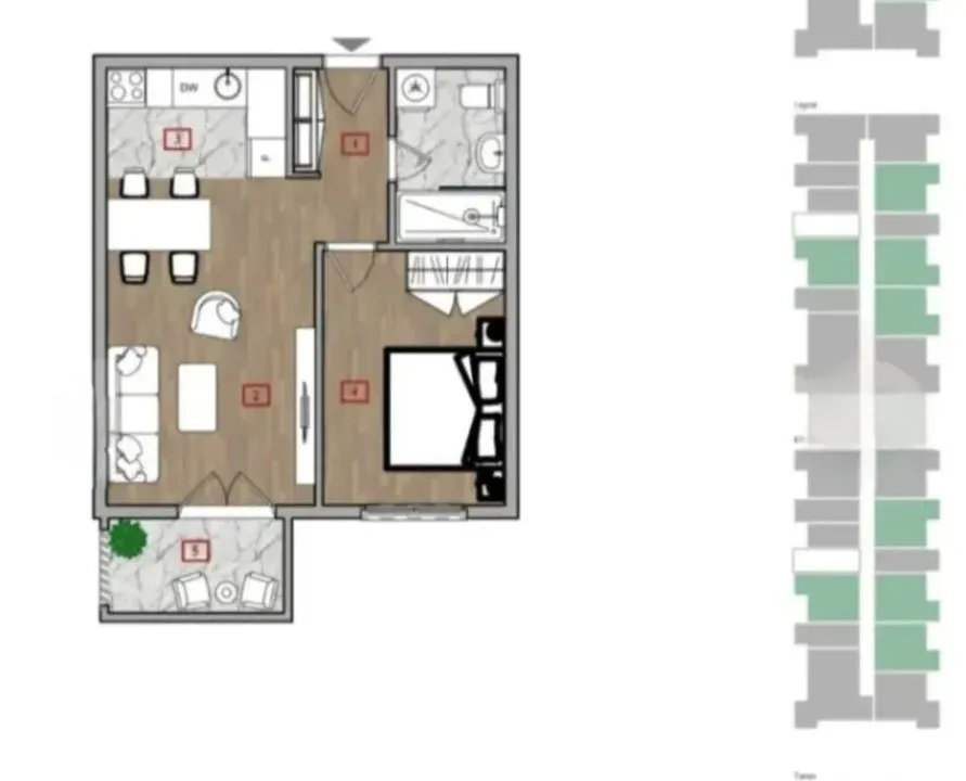 Prodaja, jednosoban stan, 43m², Zabjelo, Podgorica