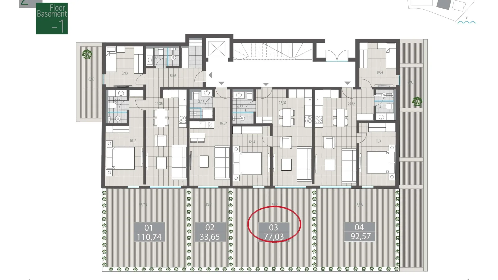 Sale, one bedroom apartment, 77m², Centar, Tivat