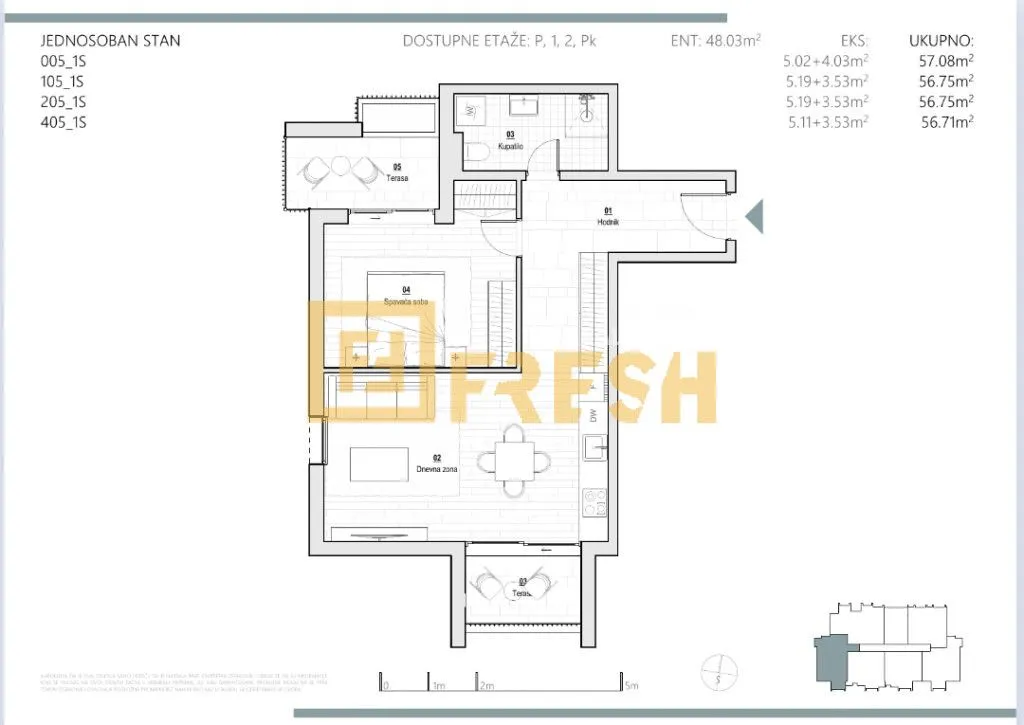 Sale, one bedroom apartment, 57m², Kolašin, Crna Gora