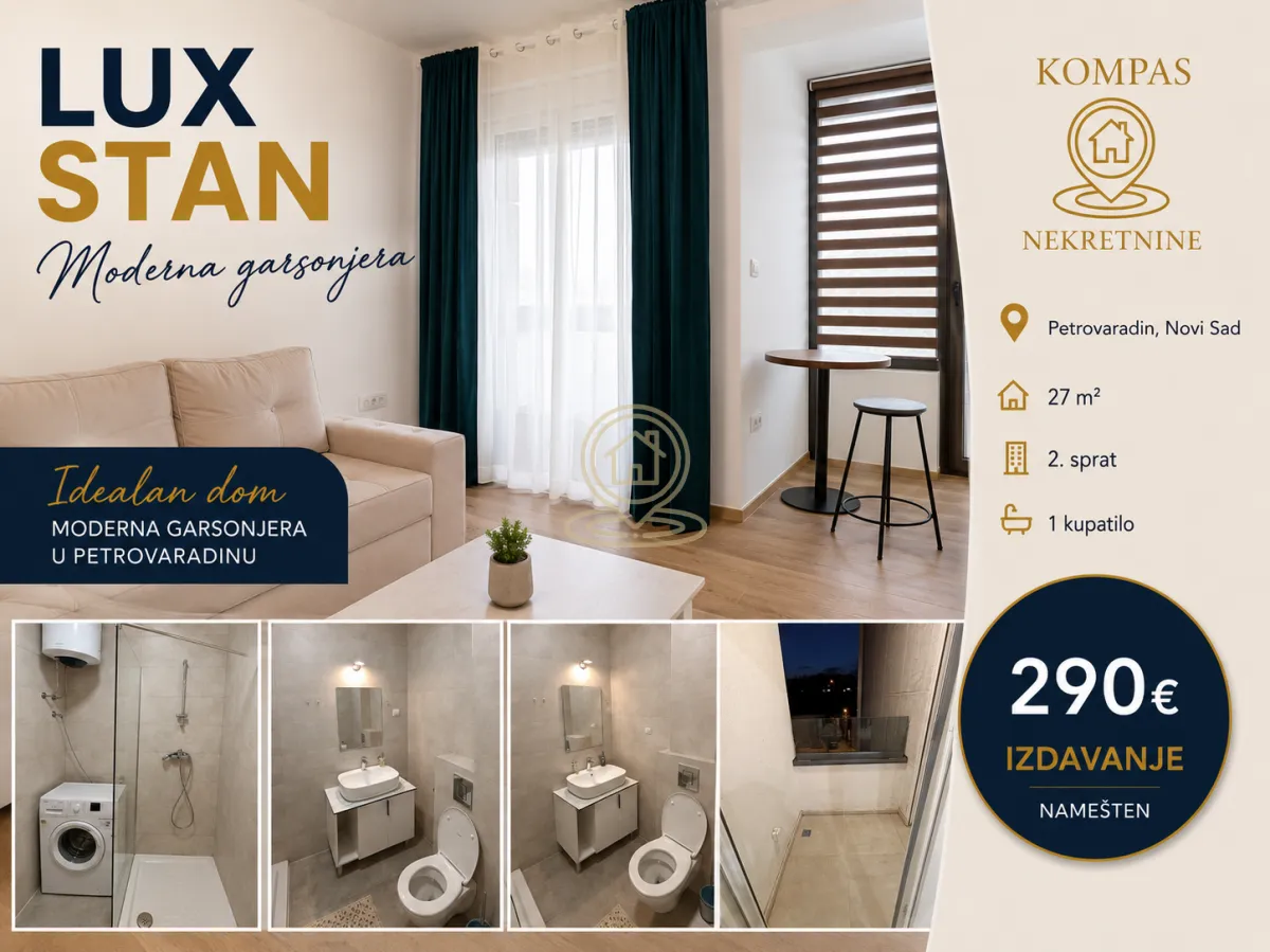Rent, one bedroom apartment, 27m², Petrovaradin, Novi Sad