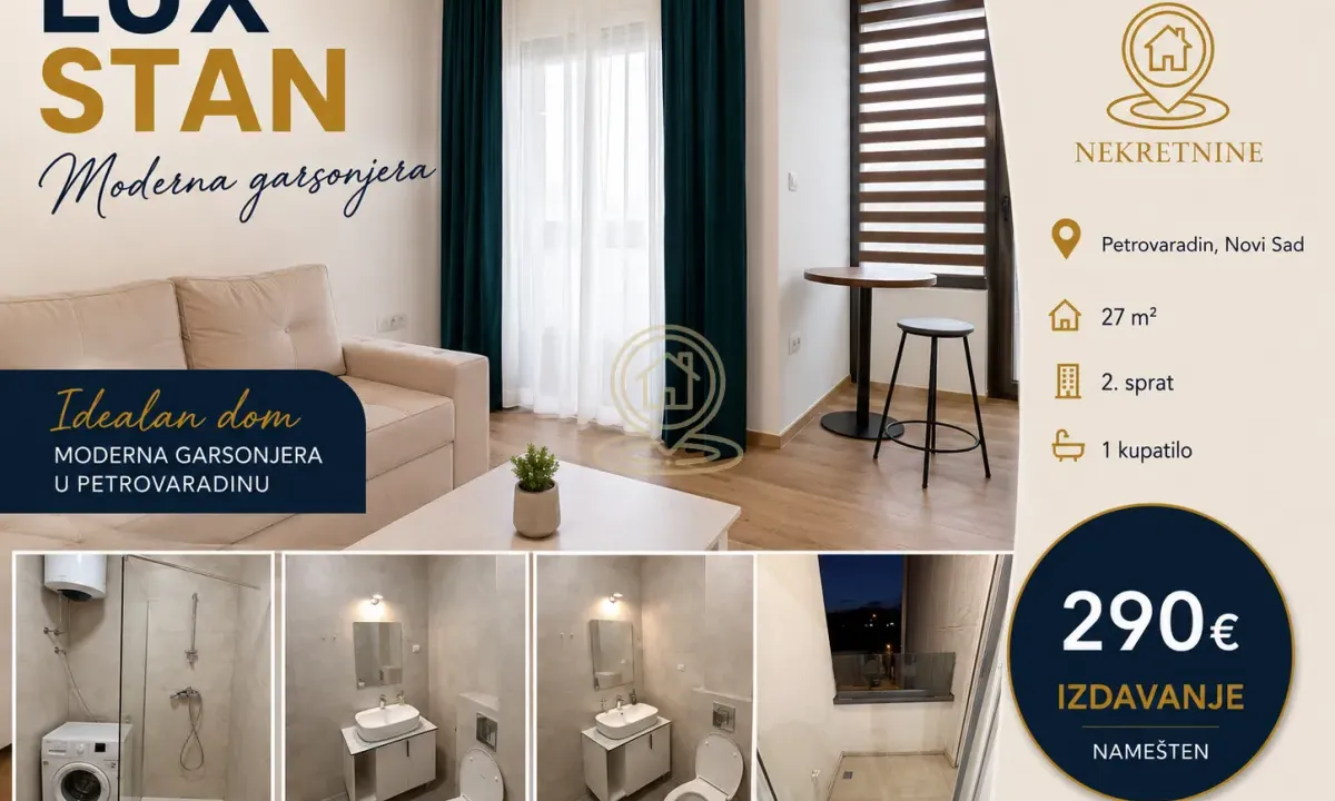 Rent, one bedroom apartment, 27m², Petrovaradin, Novi Sad