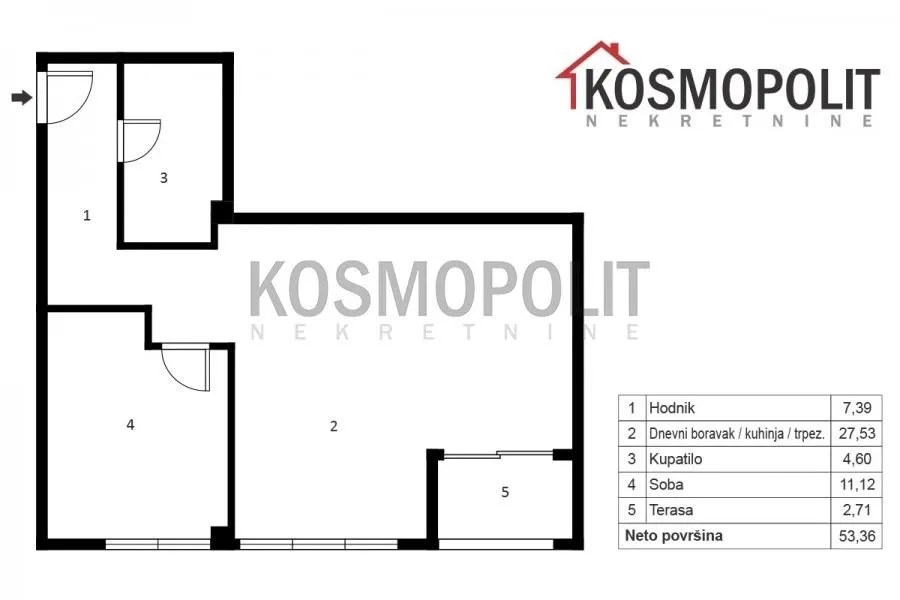 Prodaja, dvosoban stan, 53m², Banovo Brdo, Beograd