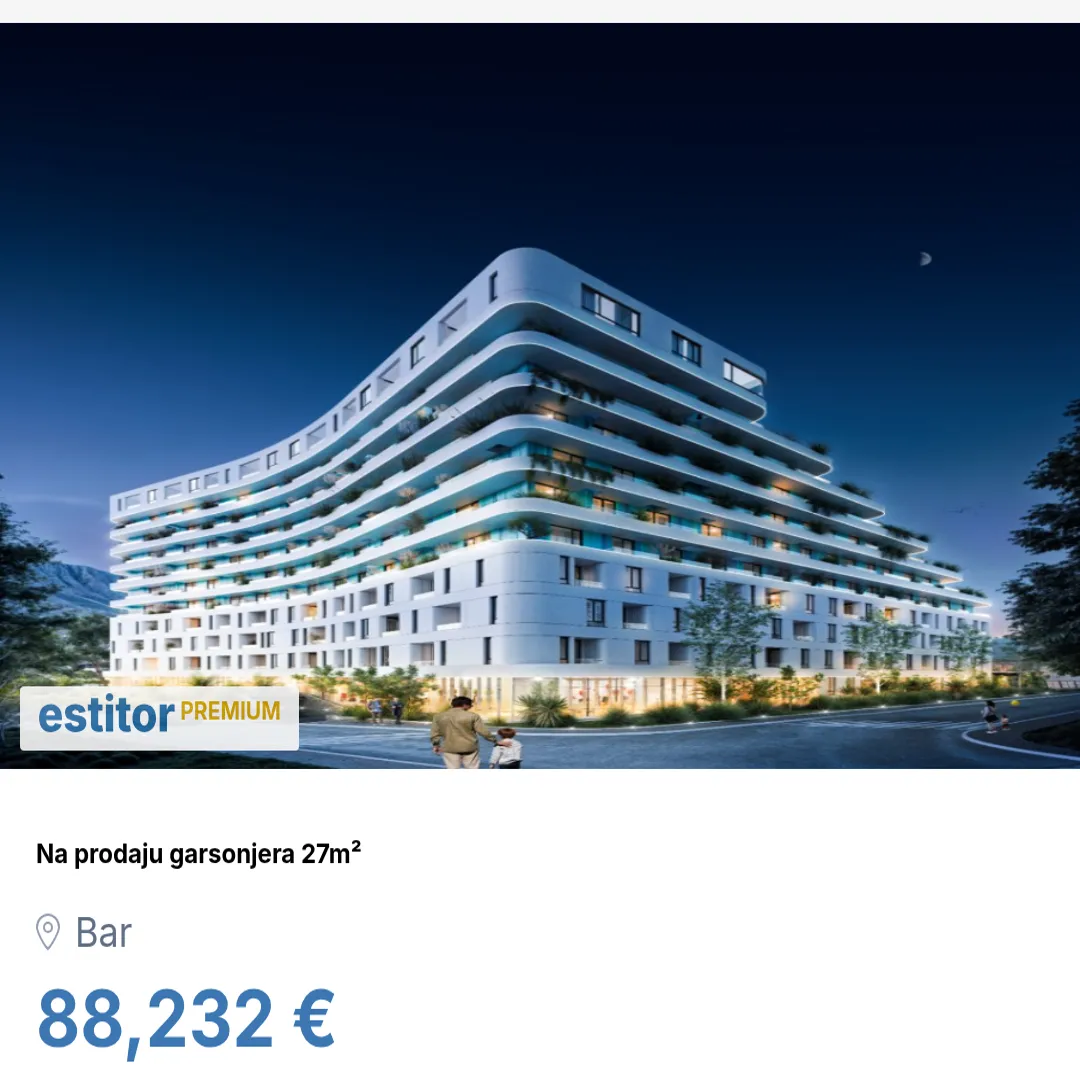 Sale, studio apartment, 27m², Bar, Crna Gora