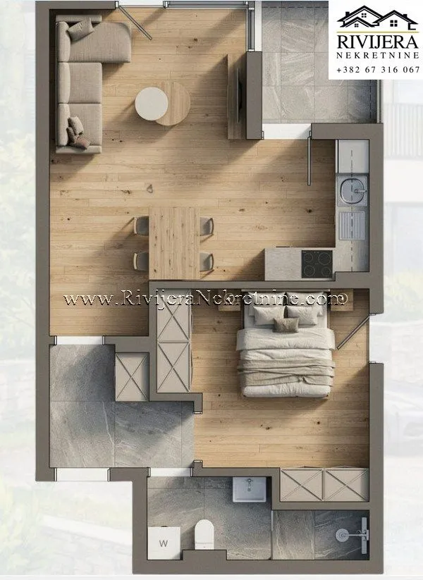 Prodaja, jednosoban stan, 51m², Dobrota, Kotor