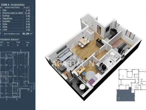 Prodaja, dvosoban stan, 61m², Ledine, Beograd - image 2