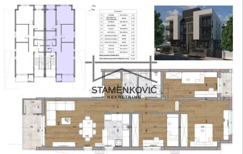 Sale, four bedroom apartment, 92m², Sremska Kamenica, Petrovaradin