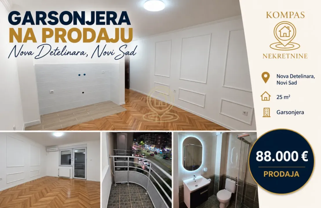 Prodaja, garsonjera, 25m², Nova Detelinara, Novi Sad Sve Podlokacije