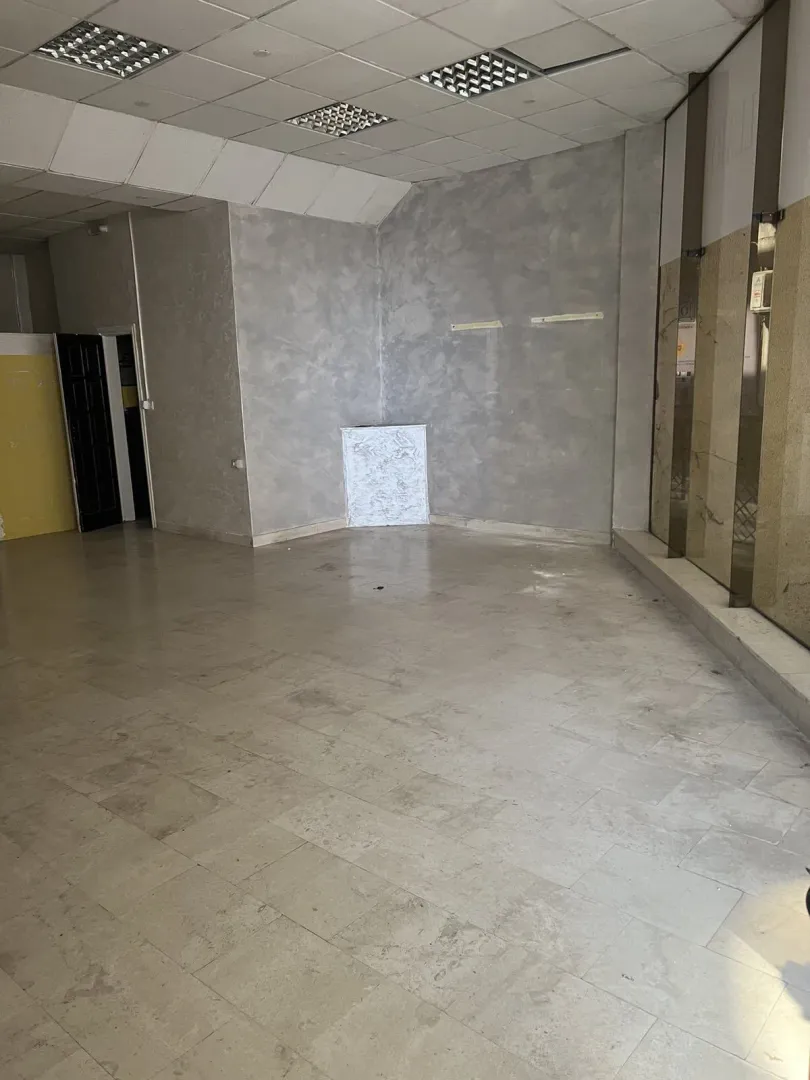 Empty commercial space with grey walls.