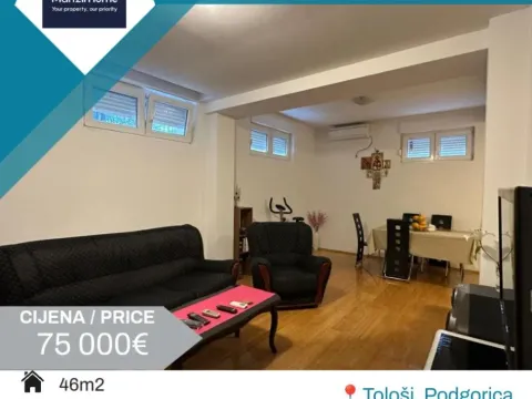 Prodaja, jednosoban stan, 46m², Tološi, Podgorica
