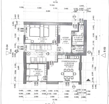 Architectural floor plan of the apartment with room layout and dimensions. - image 3