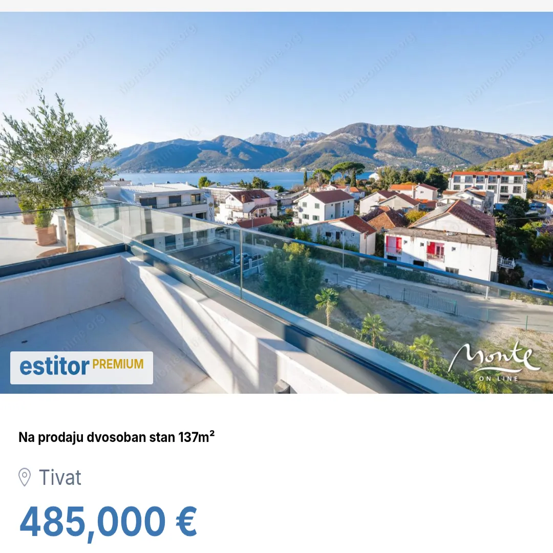 Prodaja, dvosoban stan, 137m², Donja Lastva, Tivat