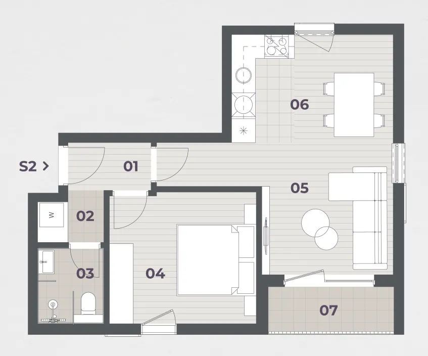 Sale, one bedroom apartment, 48m², Dumidran, Tivat