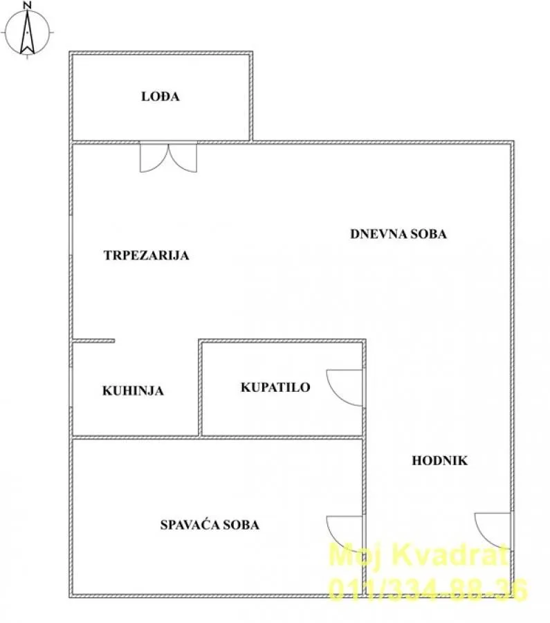 Sale, two bedroom apartment, 44m², Kneževac, Beograd