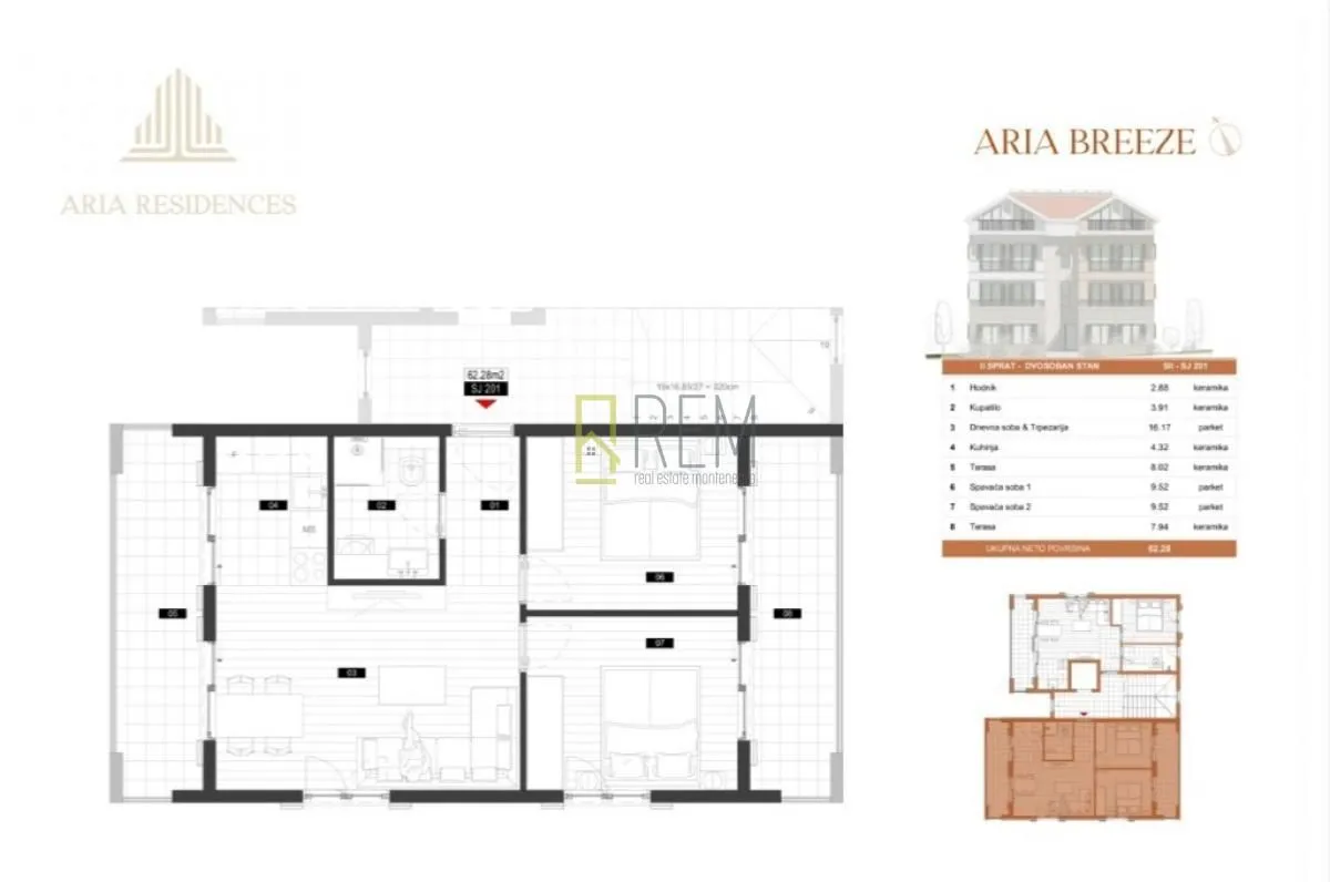 Prodaja, dvosoban stan, 60m², Mrčevac, Tivat