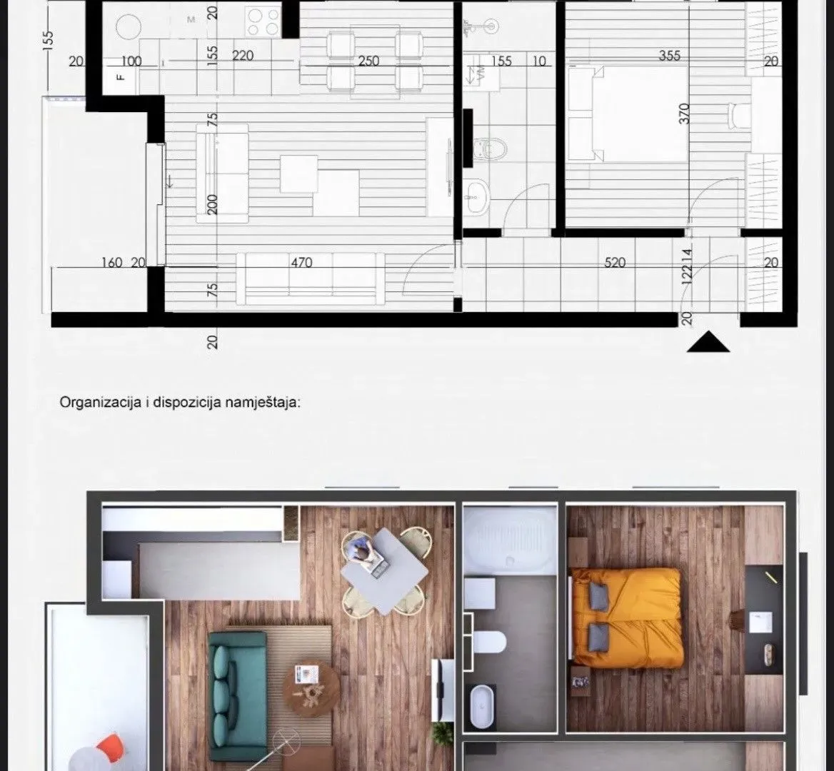 Prodaja, jednosoban stan, 55m², Momišići, Podgorica