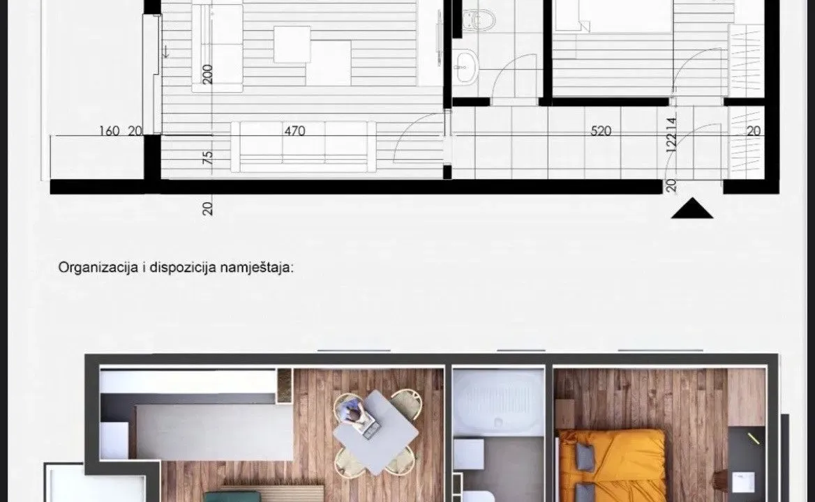 Sale, one bedroom apartment, 55m², Momišići, Podgorica